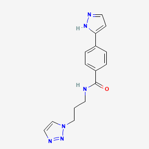 molecular formula C15H16N6O B5621787 4-(1H-pyrazol-3-yl)-N-[3-(1H-1,2,3-triazol-1-yl)propyl]benzamide 