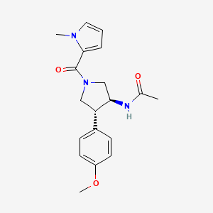 molecular formula C19H23N3O3 B5621820 N-{(3S*,4R*)-4-(4-methoxyphenyl)-1-[(1-methyl-1H-pyrrol-2-yl)carbonyl]pyrrolidin-3-yl}acetamide 