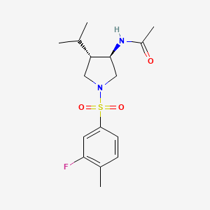 molecular formula C16H23FN2O3S B5621825 N-{(3R*,4S*)-1-[(3-fluoro-4-methylphenyl)sulfonyl]-4-isopropyl-3-pyrrolidinyl}acetamide 