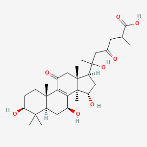 molecular formula C30H46O8 B562185 6-hydroxy-2-methyl-4-oxo-6-[(3S,5R,7S,10S,13R,14R,15S,17S)-3,7,15-trihydroxy-4,4,10,13,14-pentamethyl-11-oxo-1,2,3,5,6,7,12,15,16,17-decahydrocyclopenta[a]phenanthren-17-yl]heptanoic acid CAS No. 102607-24-9