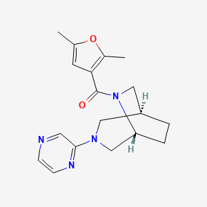 molecular formula C18H22N4O2 B5621930 (1S*,5R*)-6-(2,5-dimethyl-3-furoyl)-3-(2-pyrazinyl)-3,6-diazabicyclo[3.2.2]nonane 