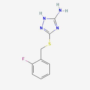 molecular formula C9H9FN4S B5622004 3-[(2-fluorobenzyl)thio]-1H-1,2,4-triazol-5-amine 