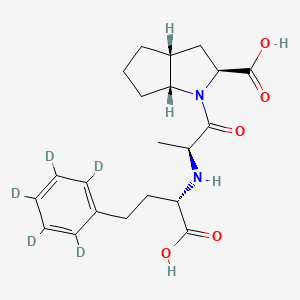 molecular formula C21H28N2O5 B562202 (2S,3Ar,6aR)-1-[(2S)-2-[[(1S)-1-carboxy-3-(2,3,4,5,6-pentadeuteriophenyl)propyl]amino]propanoyl]-3,3a,4,5,6,6a-hexahydro-2H-cyclopenta[b]pyrrole-2-carboxylic acid CAS No. 1356837-92-7