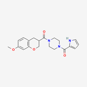 molecular formula C20H23N3O4 B5622053 1-[(7-methoxy-3,4-dihydro-2H-chromen-3-yl)carbonyl]-4-(1H-pyrrol-2-ylcarbonyl)piperazine 