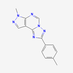 molecular formula C14H12N6 B5622054 7-methyl-2-(4-methylphenyl)-7H-pyrazolo[4,3-e][1,2,4]triazolo[1,5-c]pyrimidine 