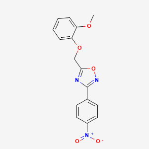 molecular formula C16H13N3O5 B5622164 5-[(2-methoxyphenoxy)methyl]-3-(4-nitrophenyl)-1,2,4-oxadiazole 