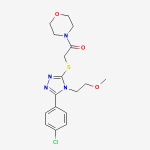 molecular formula C17H21ClN4O3S B5622172 4-({[5-(4-chlorophenyl)-4-(2-methoxyethyl)-4H-1,2,4-triazol-3-yl]thio}acetyl)morpholine 