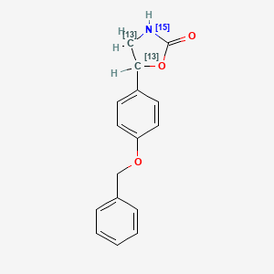 molecular formula C16H15NO3 B562239 5-(4-phenylmethoxyphenyl)-(4,5-13C2,315N)1,3-oxazolidin-2-one CAS No. 1190016-97-7