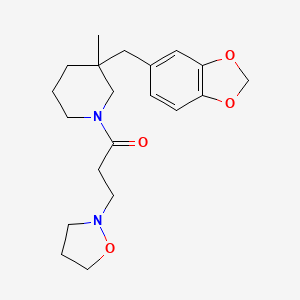 molecular formula C20H28N2O4 B5622415 3-(1,3-benzodioxol-5-ylmethyl)-1-(3-isoxazolidin-2-ylpropanoyl)-3-methylpiperidine 