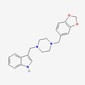 molecular formula C21H23N3O2 B5622434 3-{[4-(1,3-benzodioxol-5-ylmethyl)-1-piperazinyl]methyl}-1H-indole 