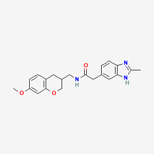N-[(7-methoxy-3,4-dihydro-2H-chromen-3-yl)methyl]-2-(2-methyl-1H-benzimidazol-5-yl)acetamide