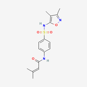 molecular formula C16H19N3O4S B5622490 N-(4-{[(3,4-dimethyl-5-isoxazolyl)amino]sulfonyl}phenyl)-3-methyl-2-butenamide 