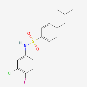 molecular formula C16H17ClFNO2S B5622565 N-(3-chloro-4-fluorophenyl)-4-isobutylbenzenesulfonamide 