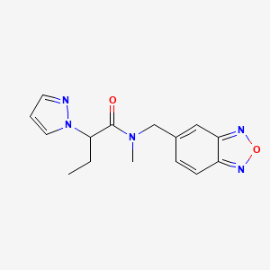 molecular formula C15H17N5O2 B5622568 N-(2,1,3-benzoxadiazol-5-ylmethyl)-N-methyl-2-(1H-pyrazol-1-yl)butanamide 