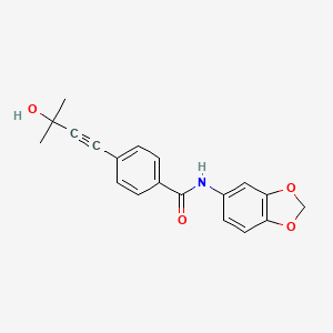 molecular formula C19H17NO4 B5622576 N-1,3-benzodioxol-5-yl-4-(3-hydroxy-3-methyl-1-butyn-1-yl)benzamide 