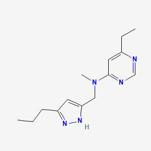 molecular formula C14H21N5 B5622578 6-ethyl-N-methyl-N-[(5-propyl-1H-pyrazol-3-yl)methyl]pyrimidin-4-amine 