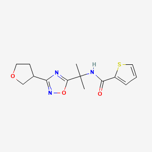 molecular formula C14H17N3O3S B5622587 N-{1-methyl-1-[3-(tetrahydrofuran-3-yl)-1,2,4-oxadiazol-5-yl]ethyl}thiophene-2-carboxamide 