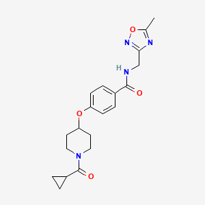 molecular formula C20H24N4O4 B5622630 4-{[1-(cyclopropylcarbonyl)piperidin-4-yl]oxy}-N-[(5-methyl-1,2,4-oxadiazol-3-yl)methyl]benzamide 