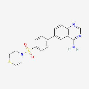 molecular formula C18H18N4O2S2 B5622642 6-[4-(thiomorpholin-4-ylsulfonyl)phenyl]quinazolin-4-amine 