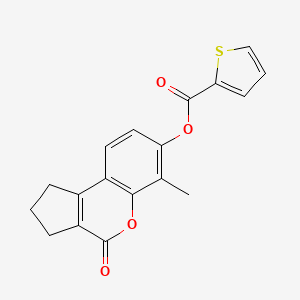 molecular formula C18H14O4S B5622644 6-methyl-4-oxo-1,2,3,4-tetrahydrocyclopenta[c]chromen-7-yl 2-thiophenecarboxylate 