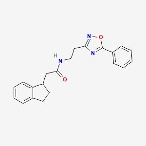 molecular formula C21H21N3O2 B5622652 2-(2,3-dihydro-1H-inden-1-yl)-N-[2-(5-phenyl-1,2,4-oxadiazol-3-yl)ethyl]acetamide 