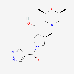 molecular formula C17H28N4O3 B5622695 {(3R*,4R*)-4-{[(2R*,6S*)-2,6-dimethyl-4-morpholinyl]methyl}-1-[(1-methyl-1H-pyrazol-4-yl)carbonyl]-3-pyrrolidinyl}methanol 