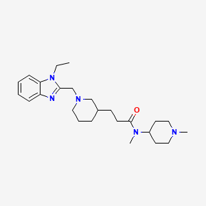 molecular formula C25H39N5O B5622700 3-{1-[(1-ethyl-1H-benzimidazol-2-yl)methyl]-3-piperidinyl}-N-methyl-N-(1-methyl-4-piperidinyl)propanamide 