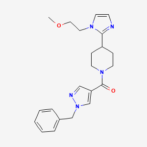 molecular formula C22H27N5O2 B5622721 1-[(1-benzyl-1H-pyrazol-4-yl)carbonyl]-4-[1-(2-methoxyethyl)-1H-imidazol-2-yl]piperidine 