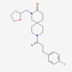 molecular formula C23H31FN2O3 B5622746 9-[3-(4-fluorophenyl)propanoyl]-2-(tetrahydrofuran-2-ylmethyl)-2,9-diazaspiro[5.5]undecan-3-one 