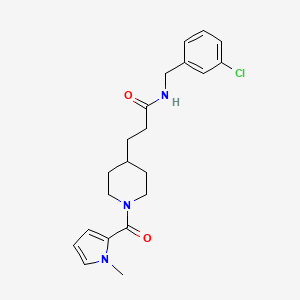 molecular formula C21H26ClN3O2 B5622767 N-(3-chlorobenzyl)-3-{1-[(1-methyl-1H-pyrrol-2-yl)carbonyl]piperidin-4-yl}propanamide 