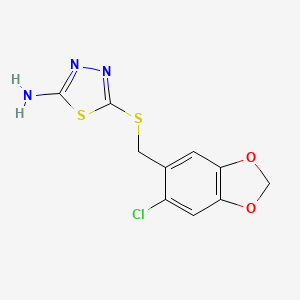 molecular formula C10H8ClN3O2S2 B5622793 5-{[(6-chloro-1,3-benzodioxol-5-yl)methyl]thio}-1,3,4-thiadiazol-2-amine 