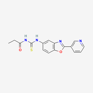 molecular formula C16H14N4O2S B5622826 N-({[2-(3-pyridinyl)-1,3-benzoxazol-5-yl]amino}carbonothioyl)propanamide 