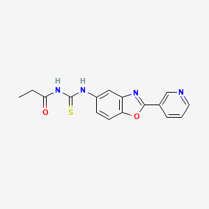 molecular formula C16H14N4O2S B5622826 N-{[2-(pyridin-3-yl)-1,3-benzoxazol-5-yl]carbamothioyl}propanamide 