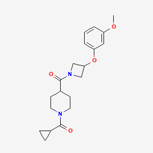 molecular formula C20H26N2O4 B5622893 1-(cyclopropylcarbonyl)-4-{[3-(3-methoxyphenoxy)-1-azetidinyl]carbonyl}piperidine 