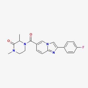 molecular formula C20H19FN4O2 B5622908 4-{[2-(4-fluorophenyl)imidazo[1,2-a]pyridin-6-yl]carbonyl}-1,3-dimethylpiperazin-2-one 