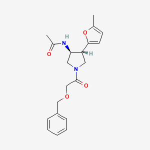 molecular formula C20H24N2O4 B5622954 N-[(3S*,4R*)-1-[(benzyloxy)acetyl]-4-(5-methyl-2-furyl)pyrrolidin-3-yl]acetamide 