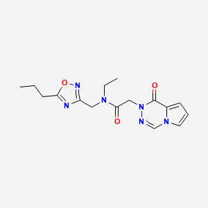 molecular formula C16H20N6O3 B5622958 N-ethyl-2-(1-oxopyrrolo[1,2-d][1,2,4]triazin-2(1H)-yl)-N-[(5-propyl-1,2,4-oxadiazol-3-yl)methyl]acetamide 