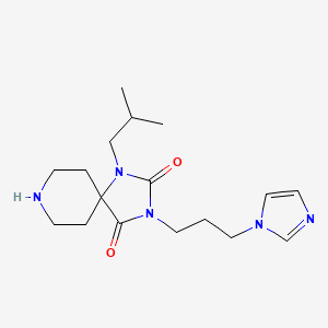 molecular formula C17H27N5O2 B5623047 3-[3-(1H-imidazol-1-yl)propyl]-1-isobutyl-1,3,8-triazaspiro[4.5]decane-2,4-dione dihydrochloride 