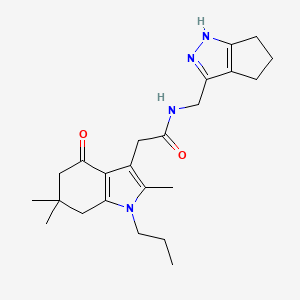 molecular formula C23H32N4O2 B5623078 N-(1,4,5,6-tetrahydrocyclopenta[c]pyrazol-3-ylmethyl)-2-(2,6,6-trimethyl-4-oxo-1-propyl-4,5,6,7-tetrahydro-1H-indol-3-yl)acetamide 