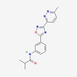 molecular formula C17H17N5O2 B5623088 2-methyl-N-{3-[3-(6-methyl-3-pyridazinyl)-1,2,4-oxadiazol-5-yl]phenyl}propanamide 