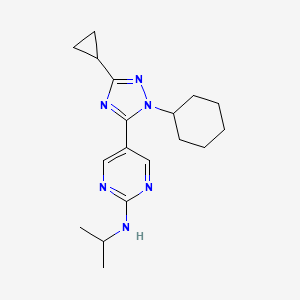 molecular formula C18H26N6 B5623131 5-(1-cyclohexyl-3-cyclopropyl-1H-1,2,4-triazol-5-yl)-N-isopropylpyrimidin-2-amine 