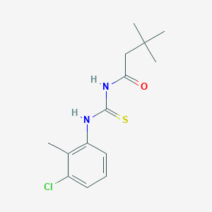 molecular formula C14H19ClN2OS B5623161 N-{[(3-chloro-2-methylphenyl)amino]carbonothioyl}-3,3-dimethylbutanamide 