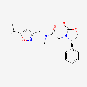 molecular formula C19H23N3O4 B5623199 N-[(5-isopropylisoxazol-3-yl)methyl]-N-methyl-2-[(4S)-2-oxo-4-phenyl-1,3-oxazolidin-3-yl]acetamide 
