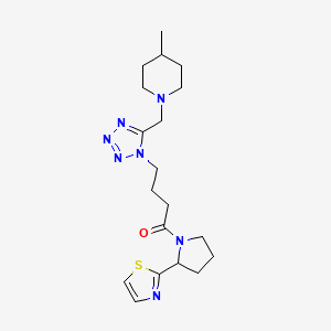molecular formula C19H29N7OS B5623210 4-methyl-1-[(1-{4-oxo-4-[2-(1,3-thiazol-2-yl)pyrrolidin-1-yl]butyl}-1H-tetrazol-5-yl)methyl]piperidine 