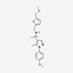molecular formula C20H25N3O3 B5623224 N-{[5-(methoxymethyl)-2-furyl]methyl}-1-[1-(4-methoxyphenyl)-5-methyl-1H-pyrazol-4-yl]ethanamine 