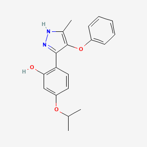molecular formula C19H20N2O3 B5623240 5-isopropoxy-2-(5-methyl-4-phenoxy-1H-pyrazol-3-yl)phenol 
