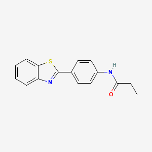 molecular formula C16H14N2OS B5623273 N-[4-(1,3-benzothiazol-2-yl)phenyl]propanamide 