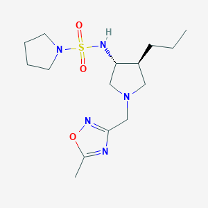 molecular formula C15H27N5O3S B5623284 N-{rel-(3R,4S)-1-[(5-methyl-1,2,4-oxadiazol-3-yl)methyl]-4-propyl-3-pyrrolidinyl}-1-pyrrolidinesulfonamide hydrochloride 