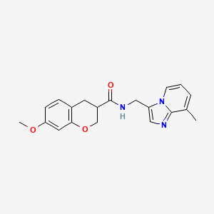 molecular formula C20H21N3O3 B5623303 7-methoxy-N-[(8-methylimidazo[1,2-a]pyridin-3-yl)methyl]chromane-3-carboxamide 