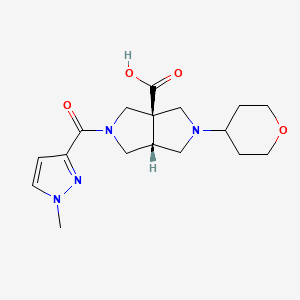molecular formula C17H24N4O4 B5623335 (3aR*,6aR*)-2-[(1-methyl-1H-pyrazol-3-yl)carbonyl]-5-(tetrahydro-2H-pyran-4-yl)hexahydropyrrolo[3,4-c]pyrrole-3a(1H)-carboxylic acid 
